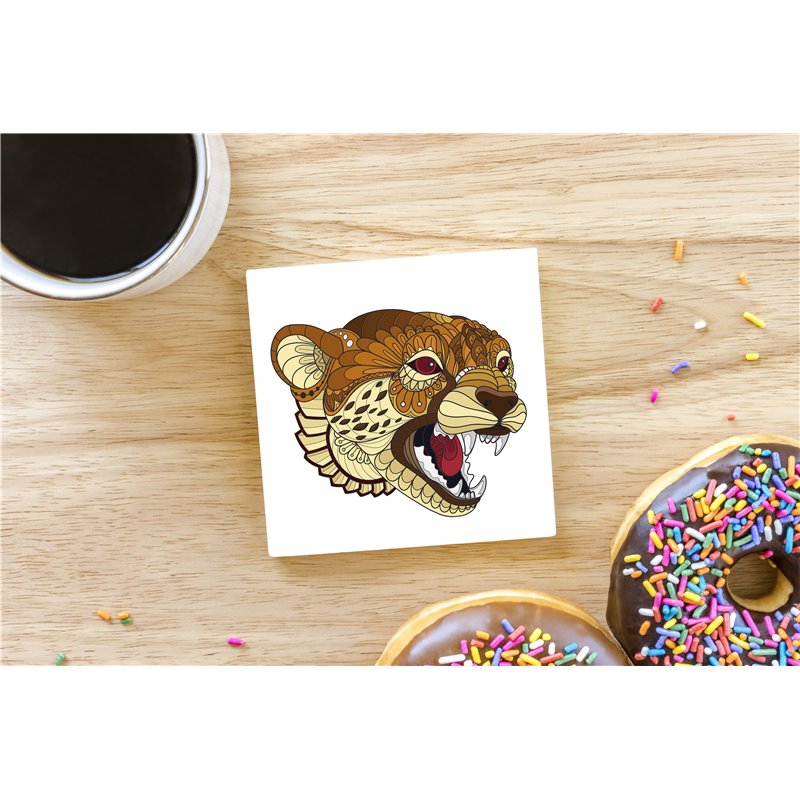 Tech Ceramic Coaster - 10cm  -  Big Cat (7)