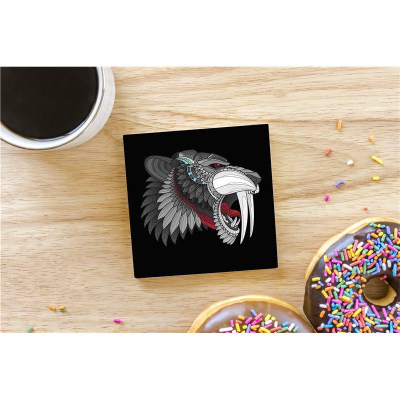 Tech Ceramic Coaster - 10cm  -  Big Cat (20)