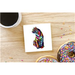 Tech Ceramic Coaster - 10cm  -  Big Cat (24)