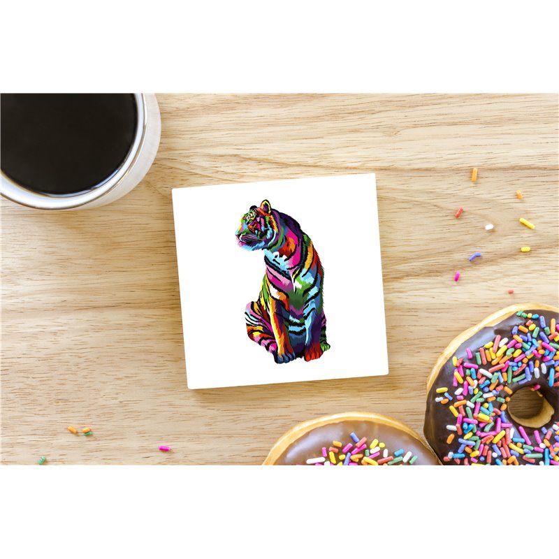 Tech Ceramic Coaster - 10cm  -  Big Cat (24)