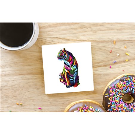 Tech Ceramic Coaster - 10cm  -  Big Cat (24)