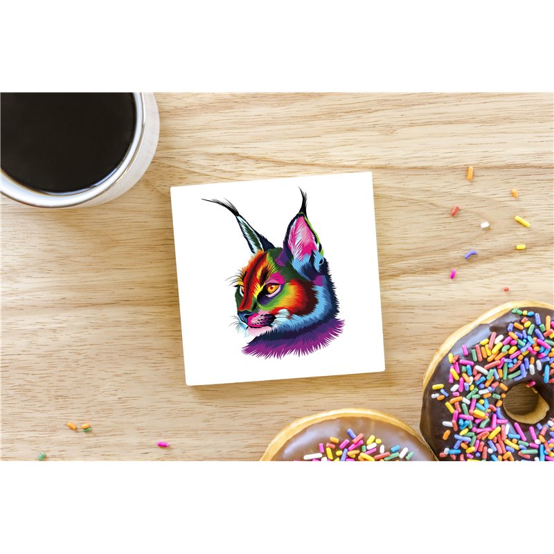 Tech Ceramic Coaster - 10cm  -  Big Cat (25)