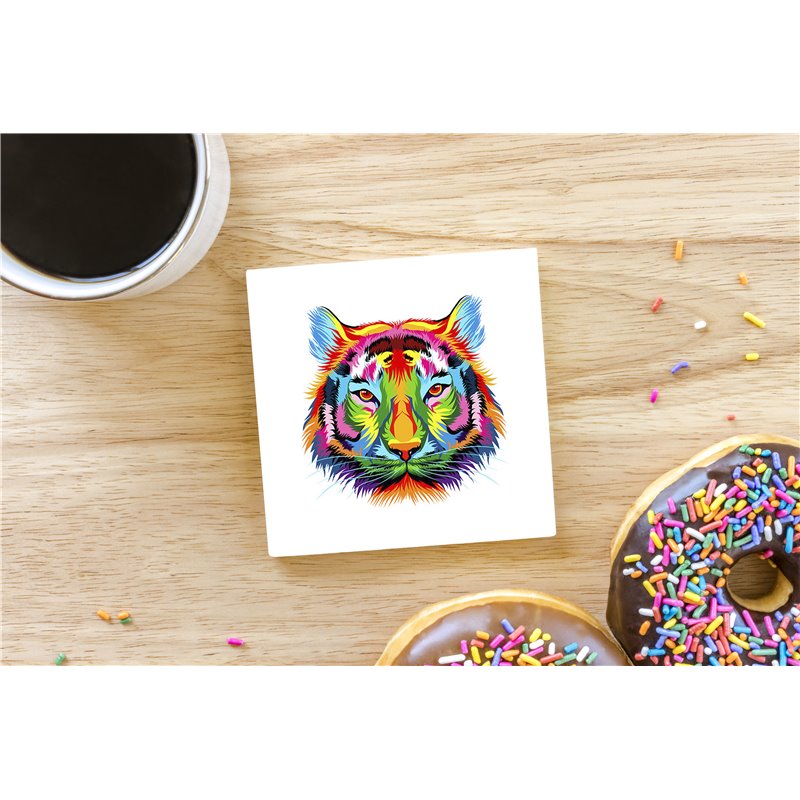 Tech Ceramic Coaster - 10cm  -  Big Cat (28)