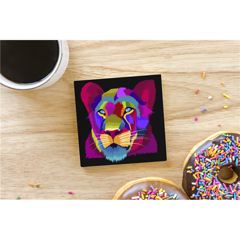 Tech Ceramic Coaster - 10cm  -  Big Cat (29)