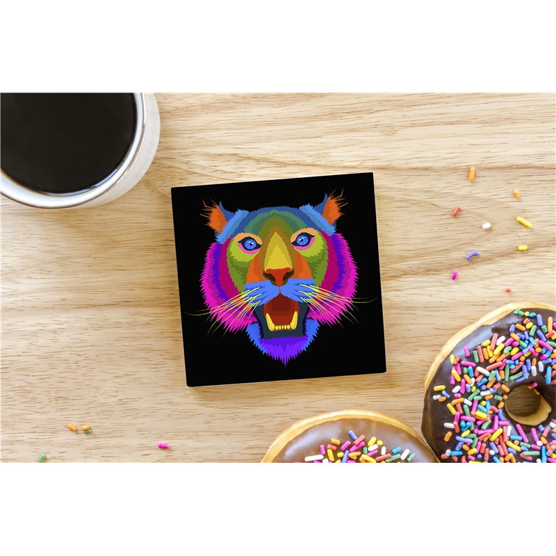 Tech Ceramic Coaster - 10cm  -  Big Cat (30)