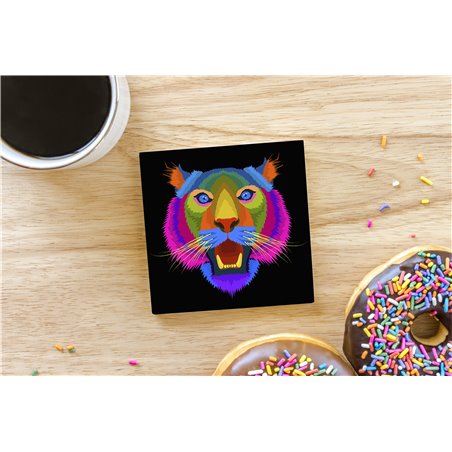 Tech Ceramic Coaster - 10cm  -  Big Cat (30)