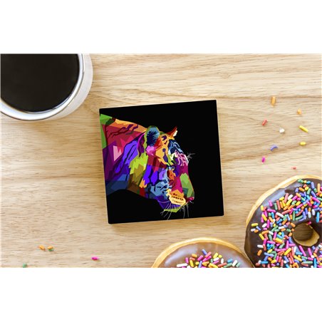 Tech Ceramic Coaster - 10cm  -  Big Cat (33)