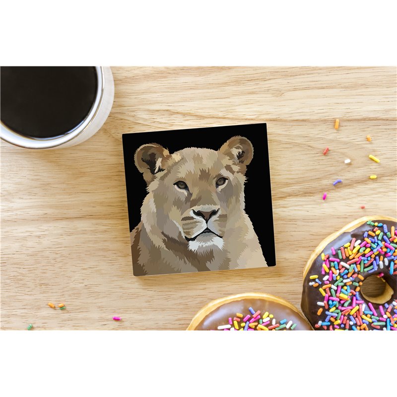 Tech Ceramic Coaster - 10cm  -  Big Cat (40)