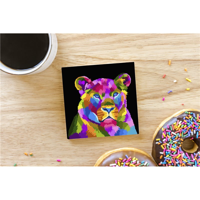 Tech Ceramic Coaster - 10cm  -  Big Cat (43)