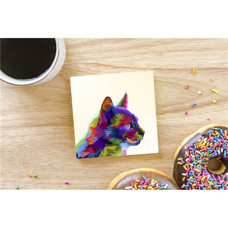 Tech Ceramic Coaster - 10cm  -  Cat (1)