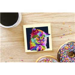 Tech Ceramic Coaster - 10cm  -  Cat (3)