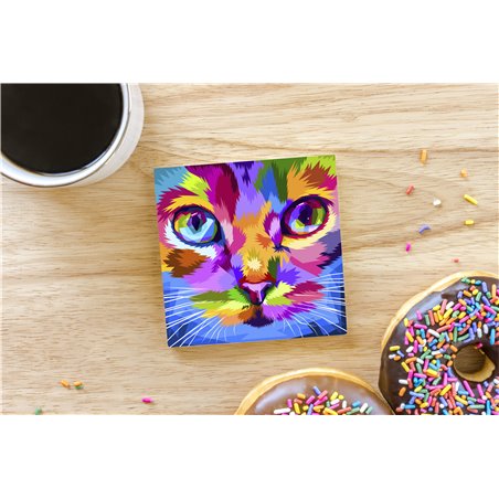 Tech Ceramic Coaster - 10cm  -  Cat (4)