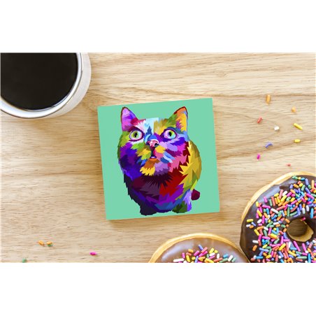 Tech Ceramic Coaster - 10cm  -  Cat (7)