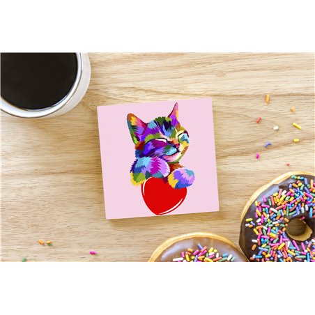 Tech Ceramic Coaster - 10cm  -  Cat (8)