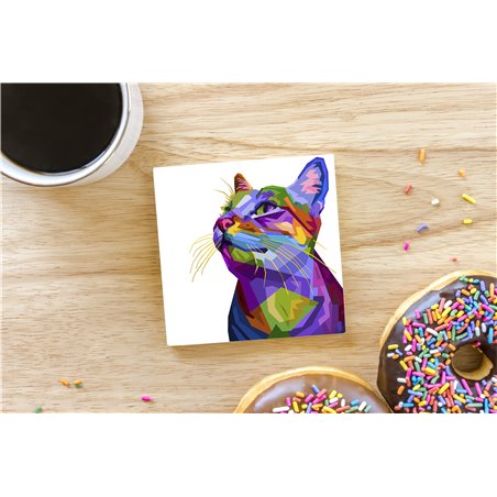 Tech Ceramic Coaster - 10cm  -  Cat (9)