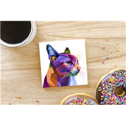 Tech Ceramic Coaster - 10cm  -  Cat (10)