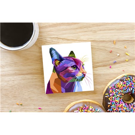 Tech Ceramic Coaster - 10cm  -  Cat (10)