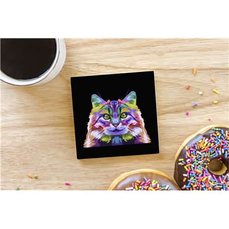 Tech Ceramic Coaster - 10cm  -  Cat (11)