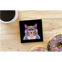 Tech Ceramic Coaster - 10cm  -  Cat (12)