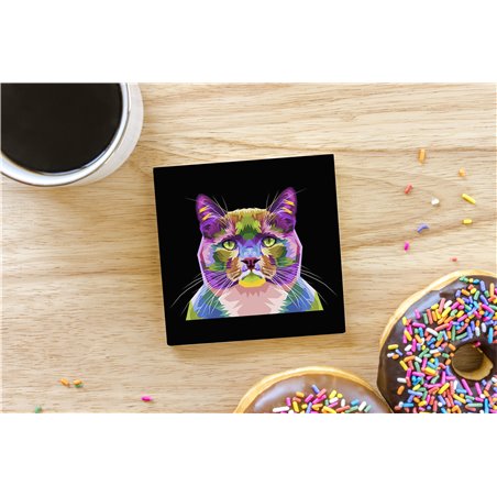 Tech Ceramic Coaster - 10cm  -  Cat (12)