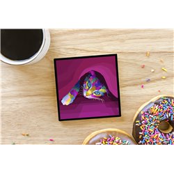 Tech Ceramic Coaster - 10cm  -  Cat (13)