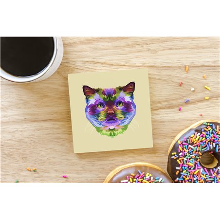 Tech Ceramic Coaster - 10cm  -  Cat (14)