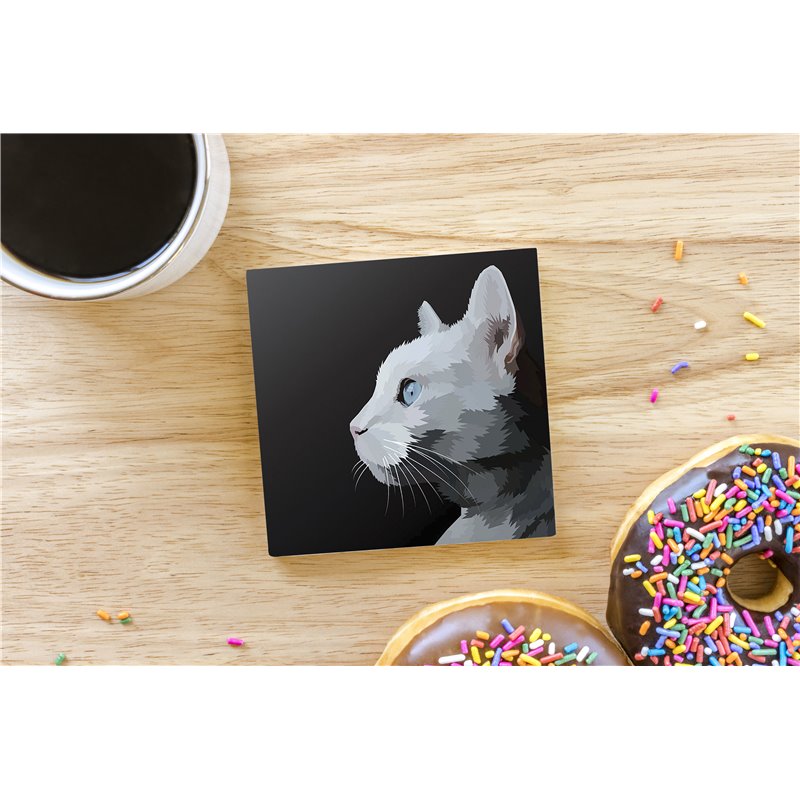 Tech Ceramic Coaster - 10cm  -  Cat (15)
