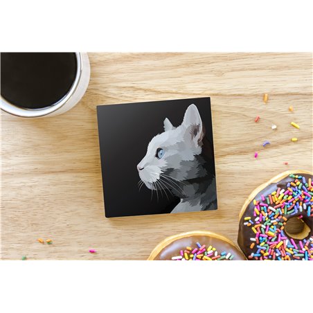 Tech Ceramic Coaster - 10cm  -  Cat (15)