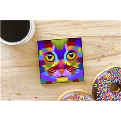 Tech Ceramic Coaster - 10cm  -  Cat (16)