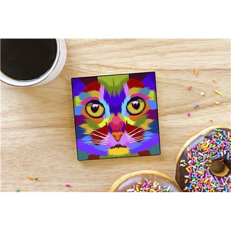 Tech Ceramic Coaster - 10cm  -  Cat (16)