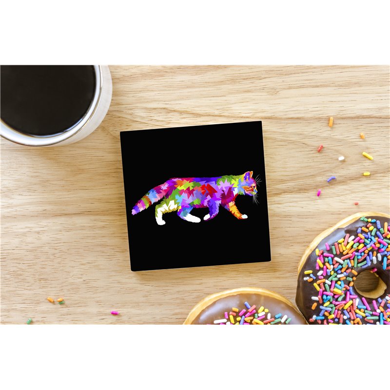 Tech Ceramic Coaster - 10cm  -  Cat (17)