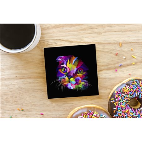 Tech Ceramic Coaster - 10cm  -  Cat (18)