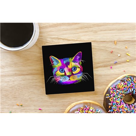 Tech Ceramic Coaster - 10cm  -  Cat (19)