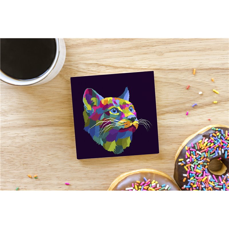 Tech Ceramic Coaster - 10cm  -  Cat (20)