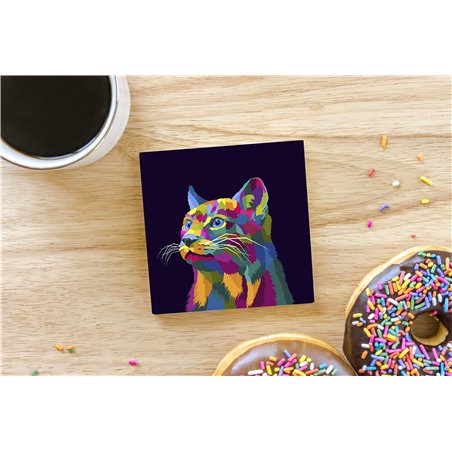 Tech Ceramic Coaster - 10cm  -  Cat (21)