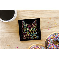 Tech Ceramic Coaster - 10cm  -  Cat (23)