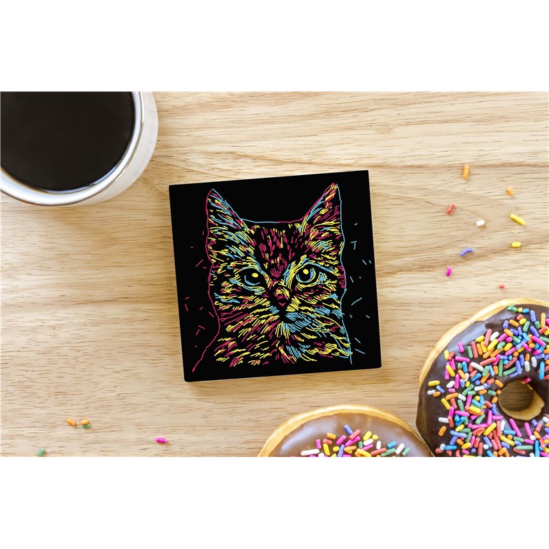 Tech Ceramic Coaster - 10cm  -  Cat (23)