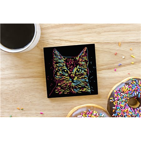 Tech Ceramic Coaster - 10cm  -  Cat (23)
