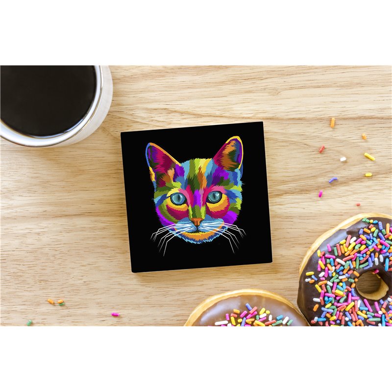 Tech Ceramic Coaster - 10cm  -  Cat (25)