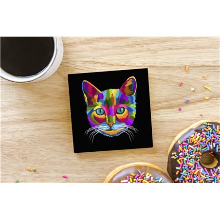 Tech Ceramic Coaster - 10cm  -  Cat (25)