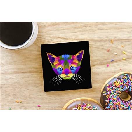 Tech Ceramic Coaster - 10cm  -  Cat (26)