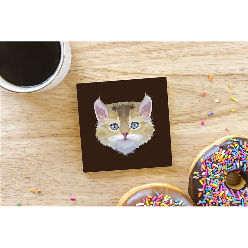 Tech Ceramic Coaster - 10cm  -  Cat (27)
