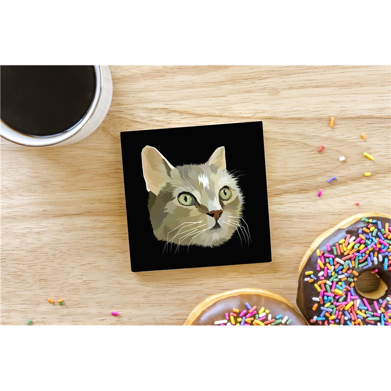 Tech Ceramic Coaster - 10cm  -  Cat (30)