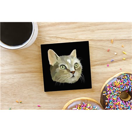 Tech Ceramic Coaster - 10cm  -  Cat (30)