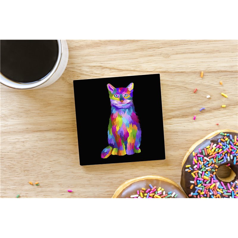 Tech Ceramic Coaster - 10cm  -  Cat (31)
