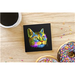 Tech Ceramic Coaster - 10cm  -  Cat (32)
