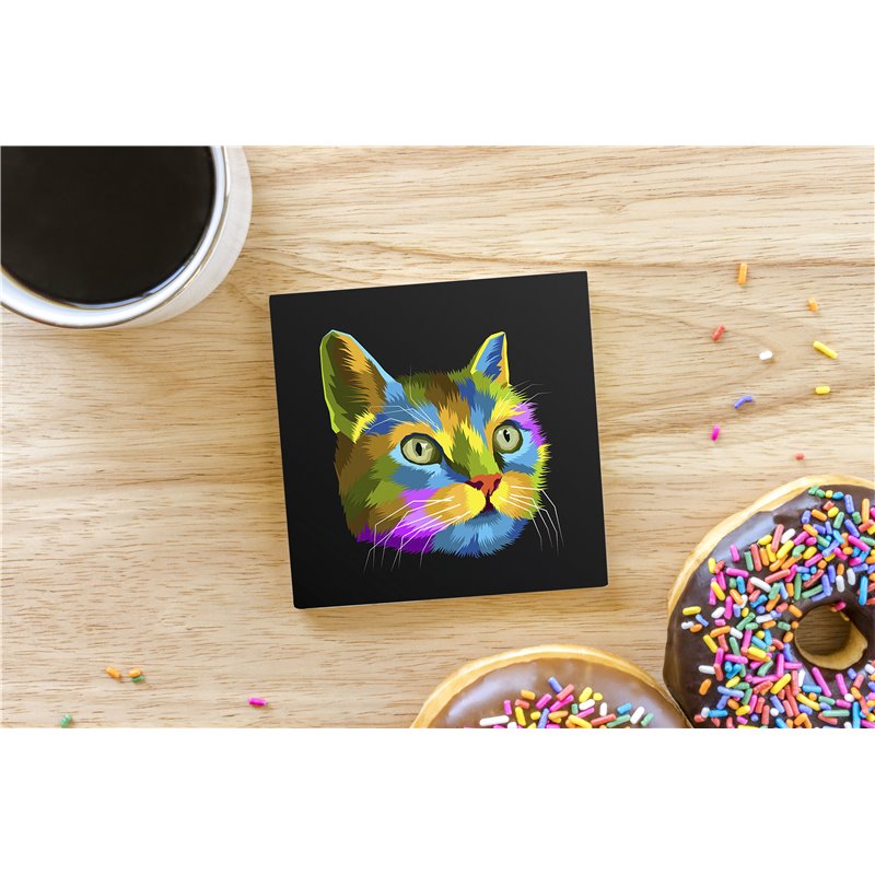 Tech Ceramic Coaster - 10cm  -  Cat (32)