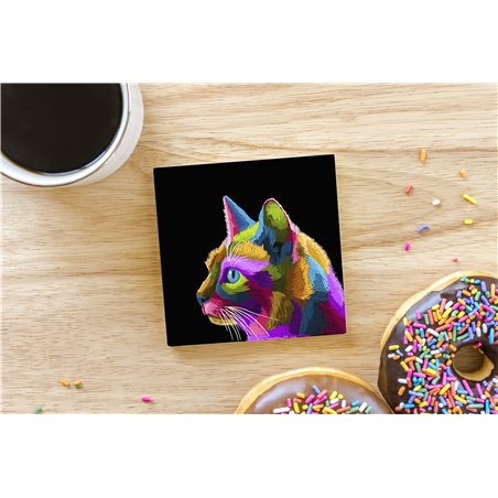 Tech Ceramic Coaster - 10cm  -  Cat (33)
