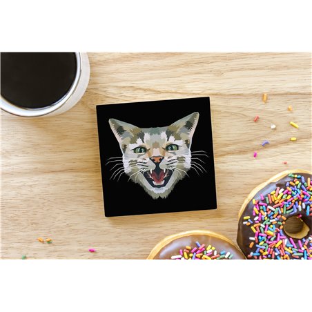 Tech Ceramic Coaster - 10cm  -  Cat (34)