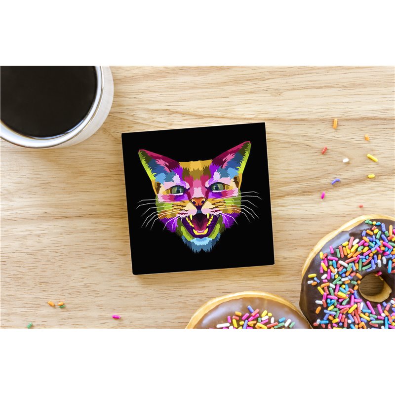 Tech Ceramic Coaster - 10cm  -  Cat (35)